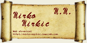 Mirko Mirkić vizit kartica